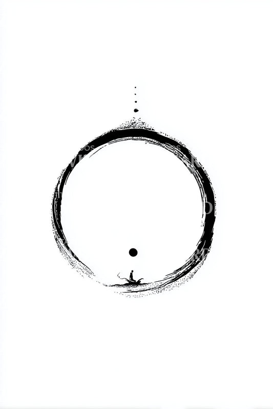 Ilustração de Tatuagem Meditador Zen Enso