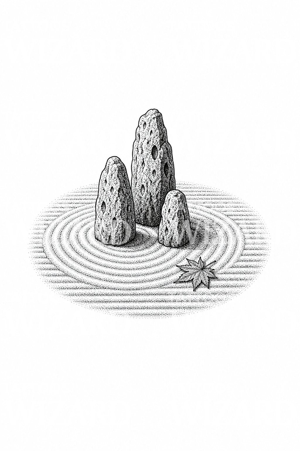 Zen Garden Raked Sand Tattoo Design