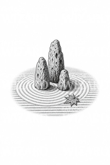 Zen Garden Raked Sand Tattoo Design
