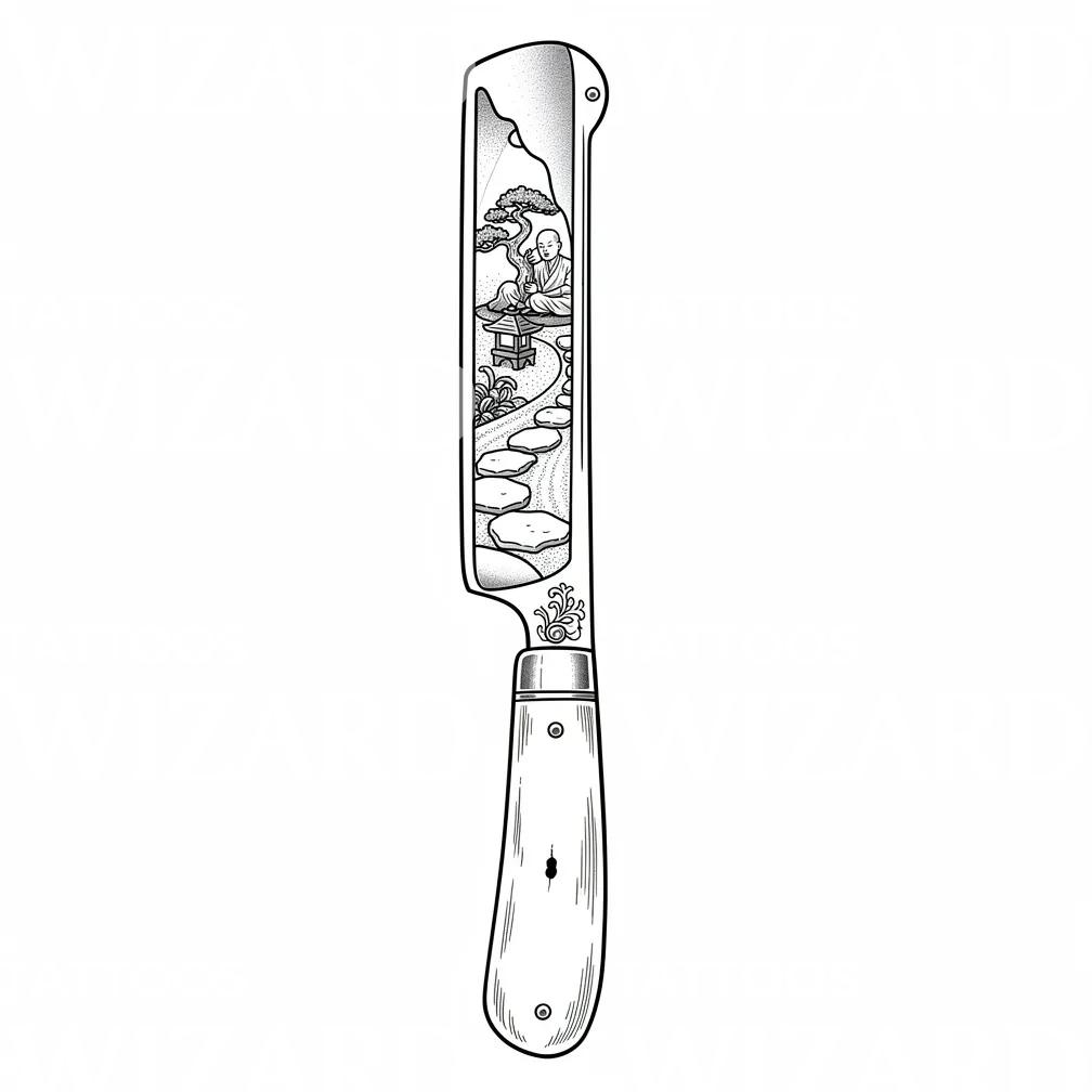 Zen-hage Barberkniv Tatoveringsdesign