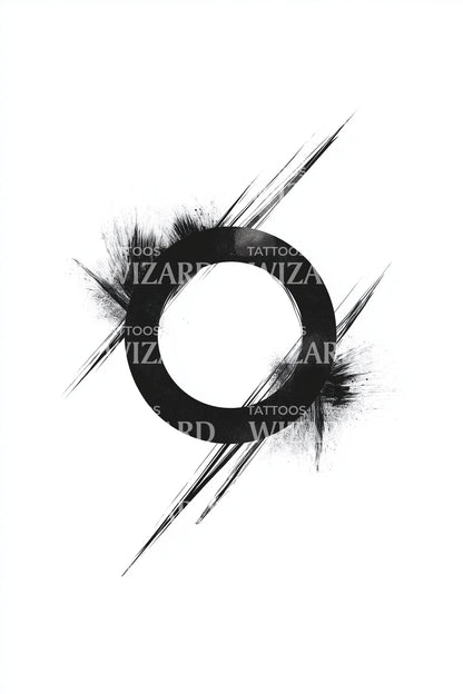 Diseño de tatuaje de círculo con pincel de tinta zen