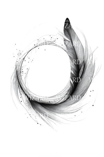 Zen Ink Circle Feather Tattoo Design