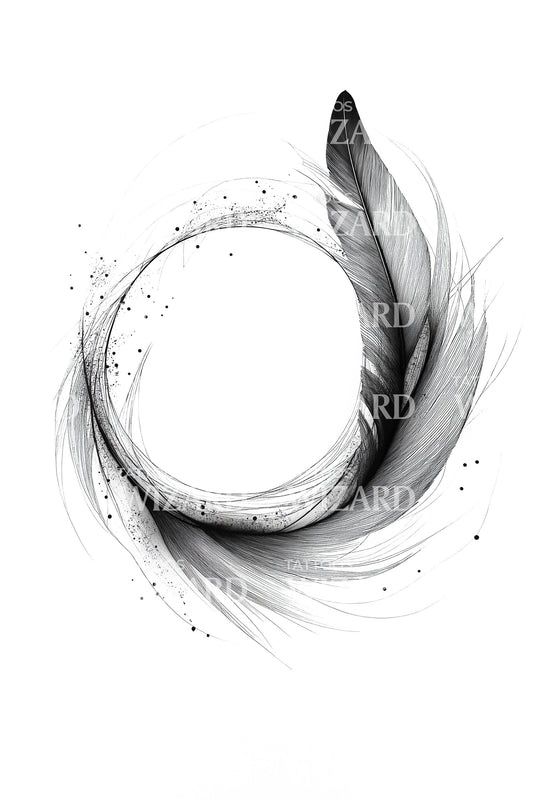 Zen Ink Circle Feather Tattoo Design