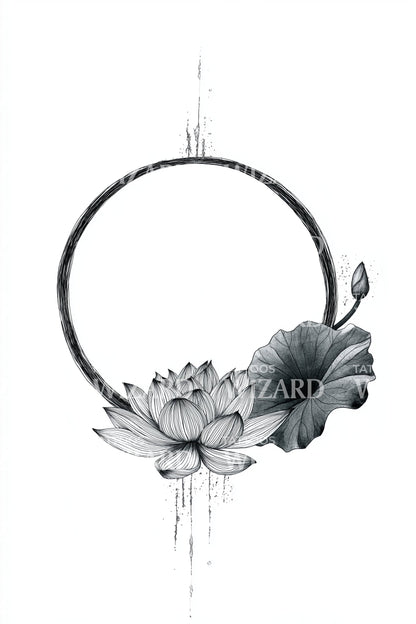 Zen Lotus Circle Tattoo Design
