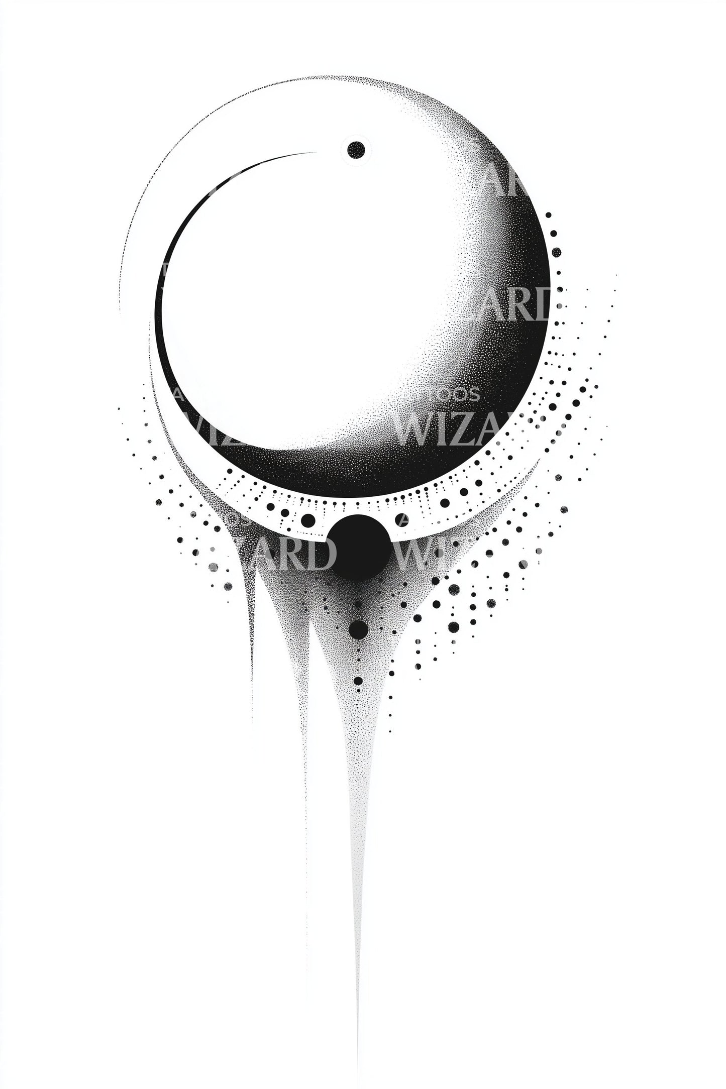 Zen Moon Drip Tattoo Design