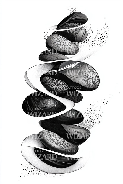 Zen Stone Ribbon Tattoo Design