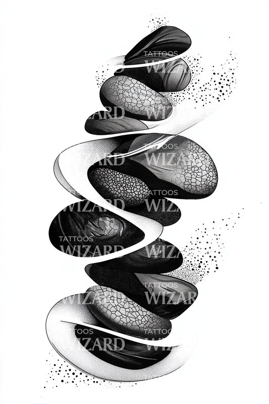 Zen Stone Ribbon Tattoo Design
