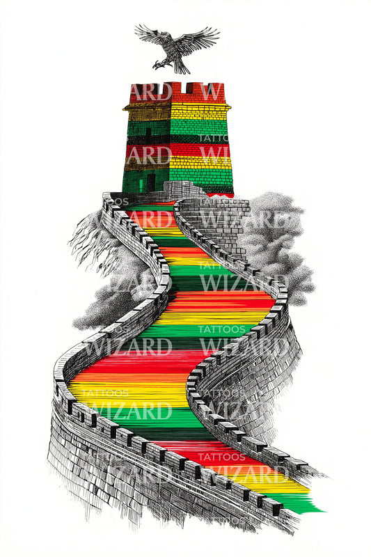 Diseño de tatuaje del camino del monumento de Zimbabue
