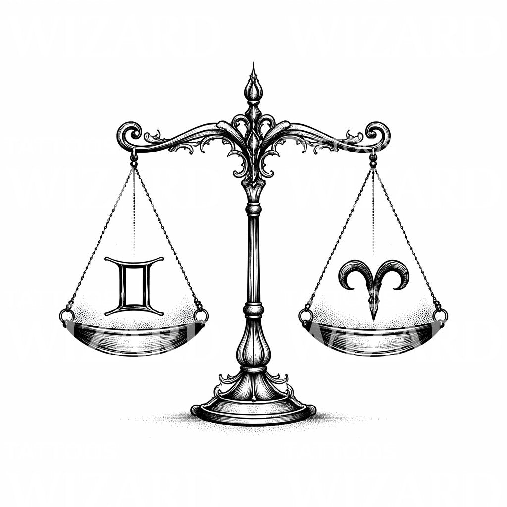 Zodiac Balance Tattoo Design