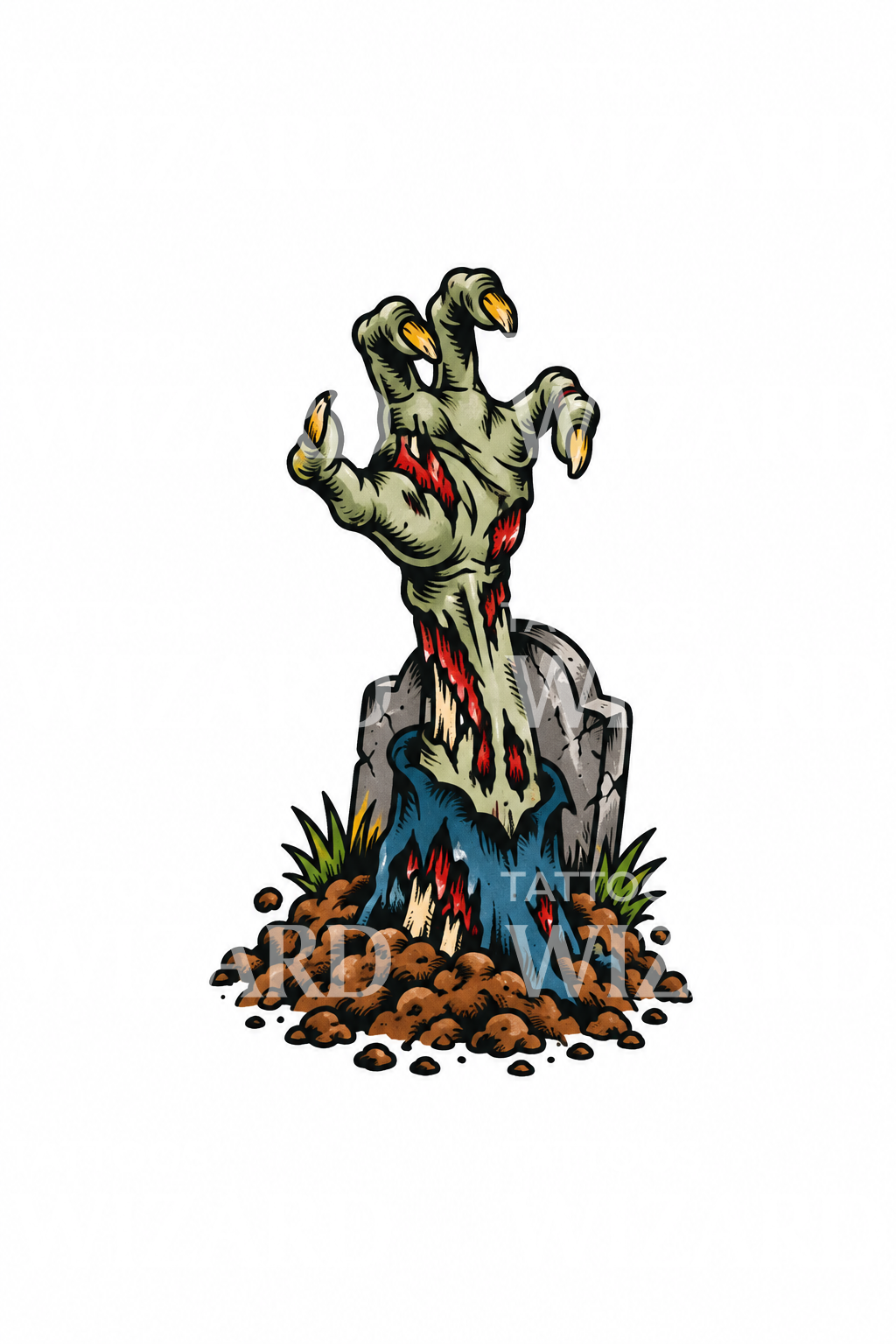 Zombie Hand Rising from Grave Tattoo – Tattoos Wizard Designs