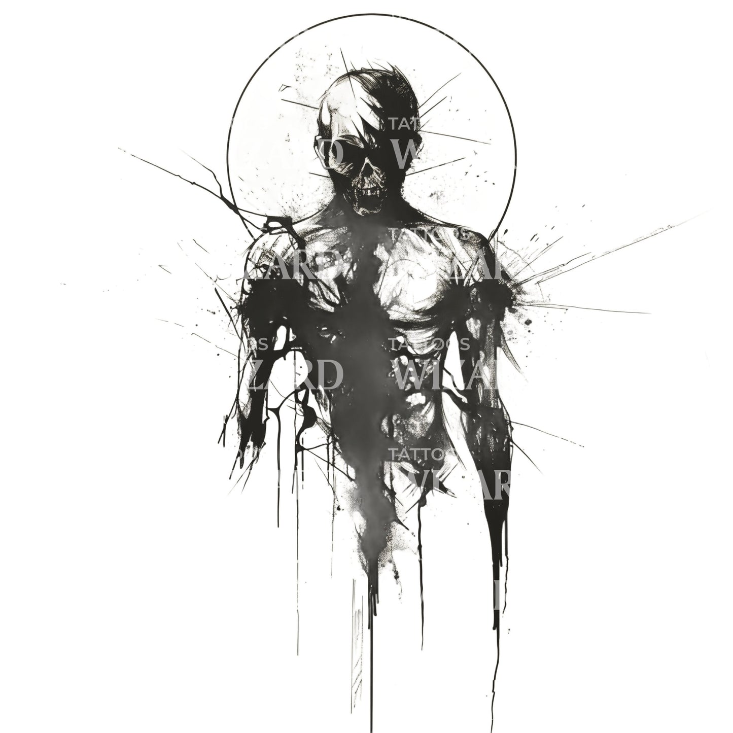 Zombie Silhouette in Eternal Decay Tattoo Design