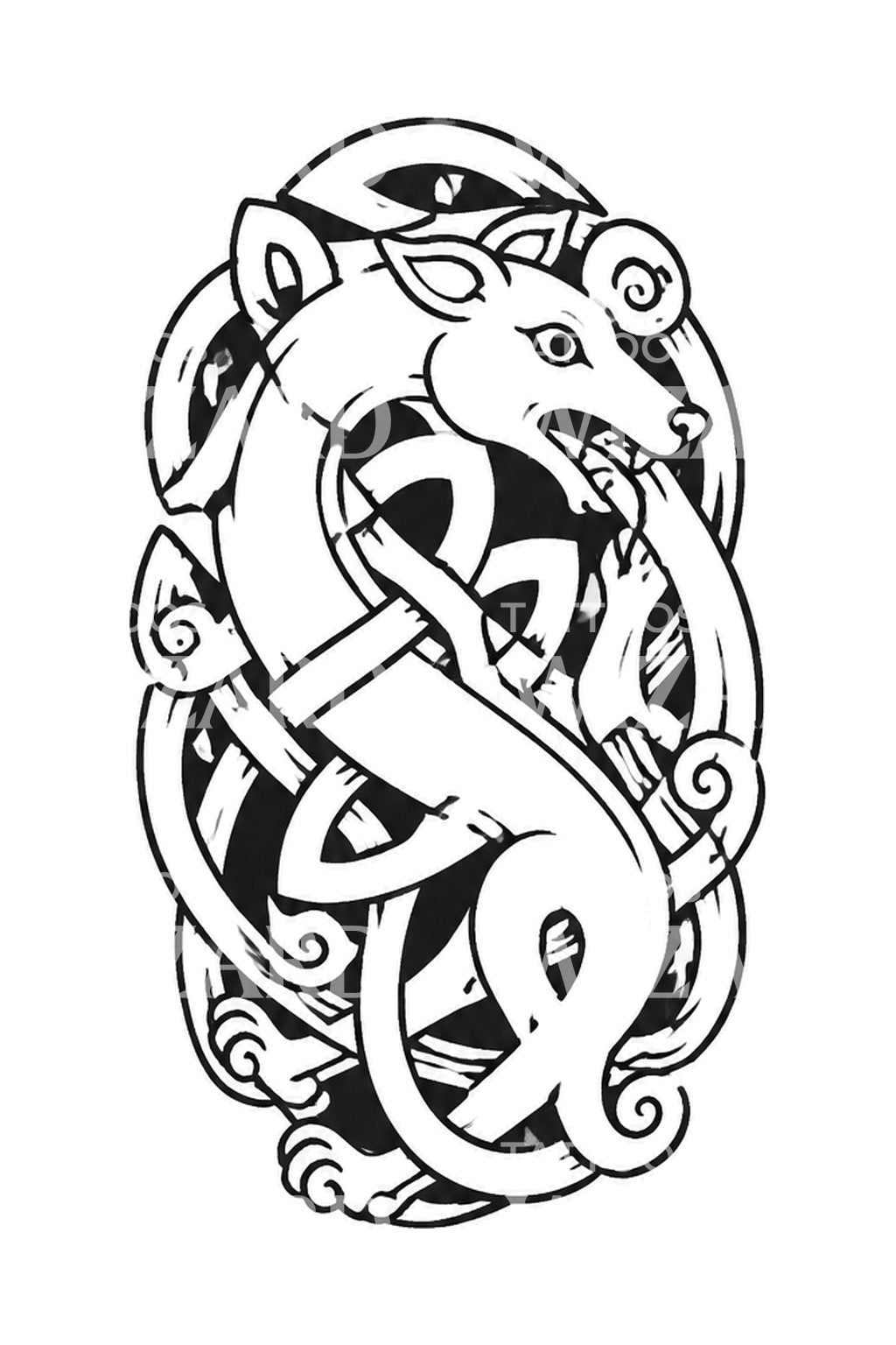 Design tattoo zoomorfo del cane intrecciato