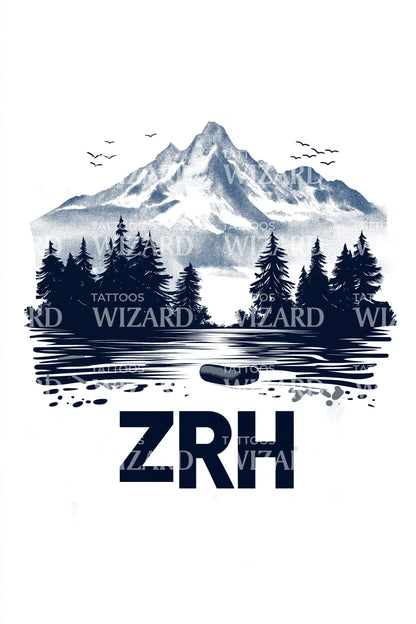 Zurich Mountain Pines Tattoo Design